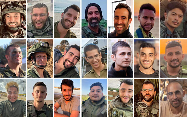 以媒整理21名陣亡士兵的照片。以色列國防部
