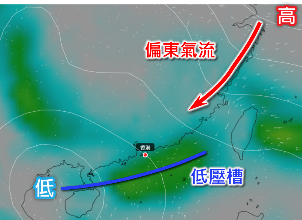 本周後期天氣形勢的示意圖。天文台網頁圖片