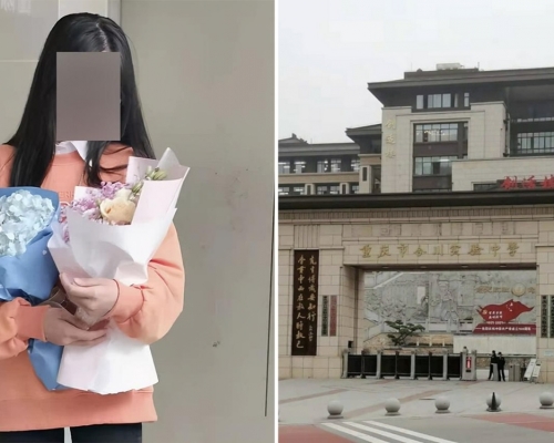 重慶女高中生楊虹在校園內墮樓身亡,其父親對死因感到懷疑,稱女兒沒有自殺跡象。網圖