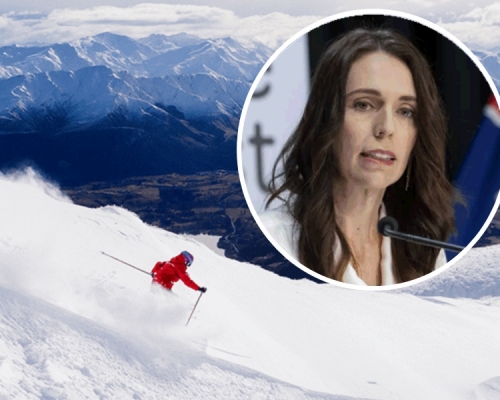 紐西蘭開始進入滑雪季節阿德恩(小圖)公布推行 「旅遊氣泡」計畫。AP
/網圖
