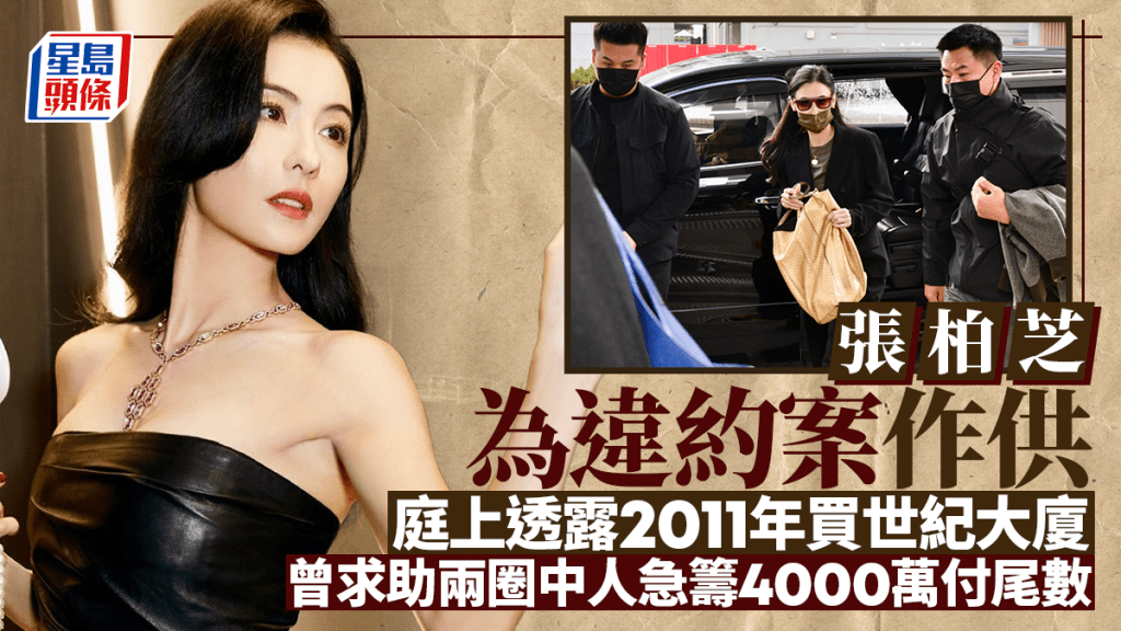 张柏芝为违约案作供 庭上透露2011年买世纪大厦 曾求助两圈中人急筹4000万付尾数