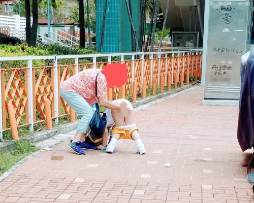 有家長讓孩子當街大便。「生仔要考牌系列」FB圖片