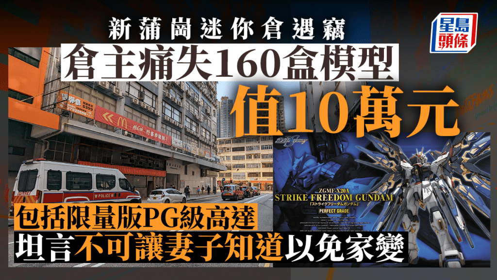 迷仔倉被爆竊,事主損失值10萬元的模型,警員到場調查。