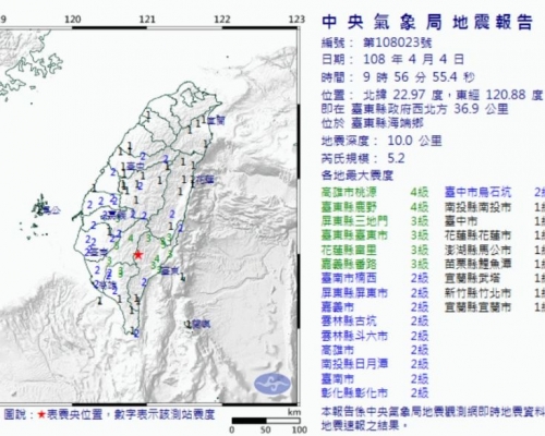 台灣氣象局網站。