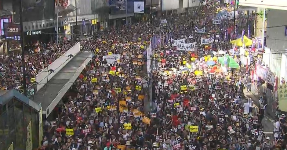 七．一搞示威遊行，成為回歸後一大特色。資料圖片