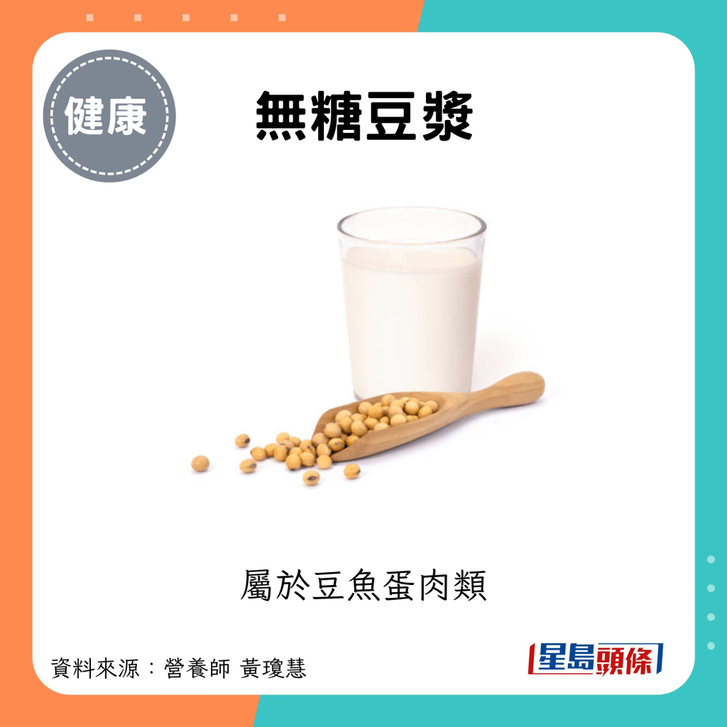 無糖豆漿：屬於豆魚蛋肉類