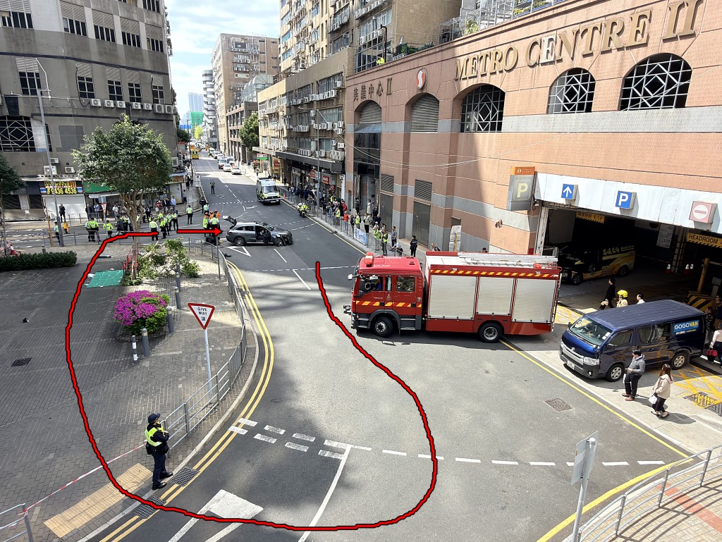 私家車出事時的行車路線。