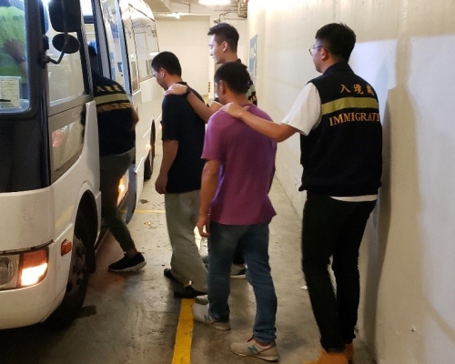 行動中被捕的非法勞工。 入境處提供