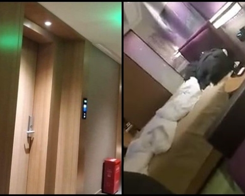情侶半夜返酒店驚見喪服男瞓床上。網上圖片
