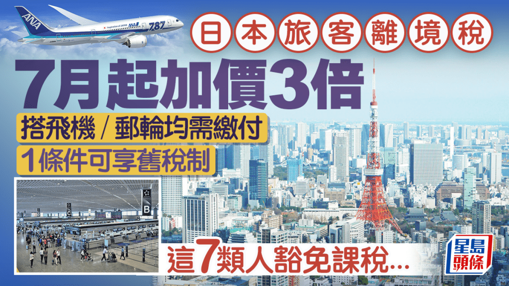 日本旅客離境稅7.1起加價3倍！搭飛機/郵輪均需繳付 1條件可享舊稅制 附7類人豁免課稅