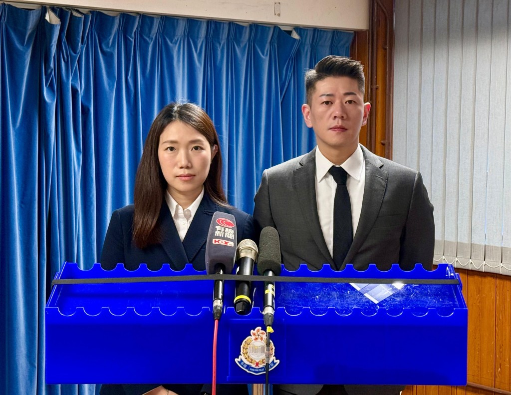 油尖警區刑事調查組總督察周欣嫺（圖左）及刑事調查隊第十隊督察丘逸龍講述案情。