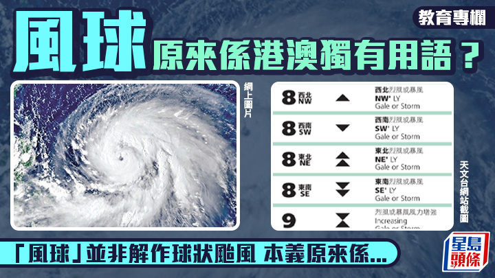 港式粵語｜「風球」係港澳獨有用語？「風球」並非解作球狀颱風 本義原來係...｜語文探驪