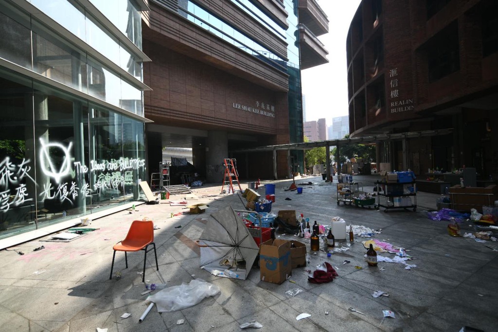 示威者佔據理大校園。資料圖片