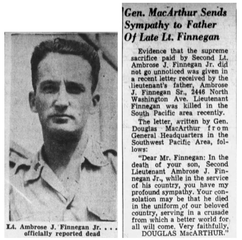 拜登的舅父芬尼根在二戰期間失蹤，遺體一直未能尋獲。網上圖片