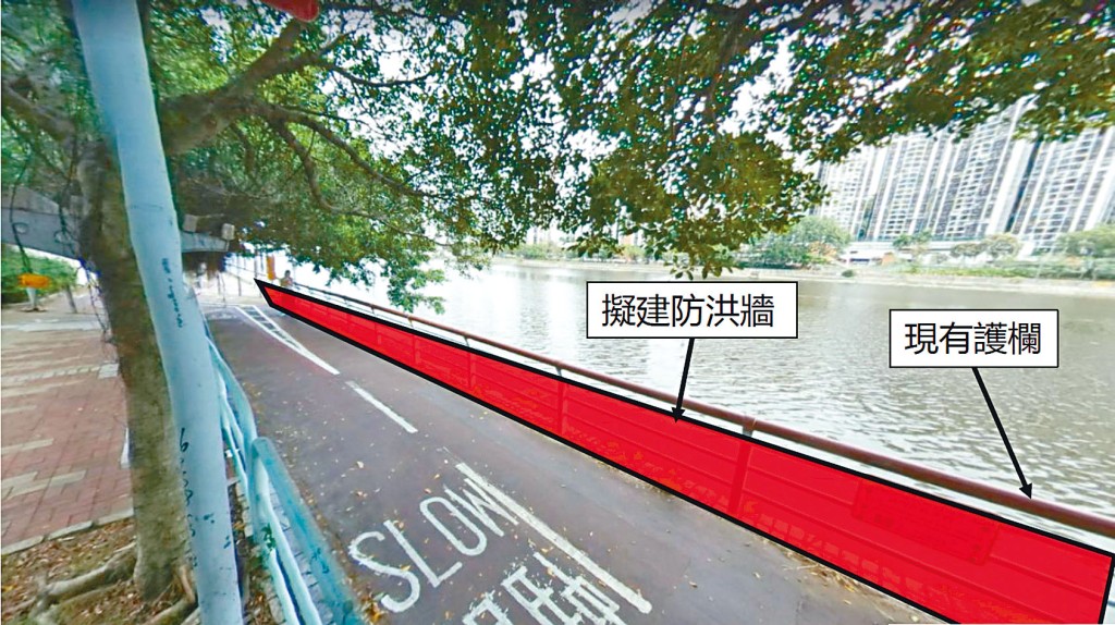 城門河西岸擬建防洪牆示意圖。