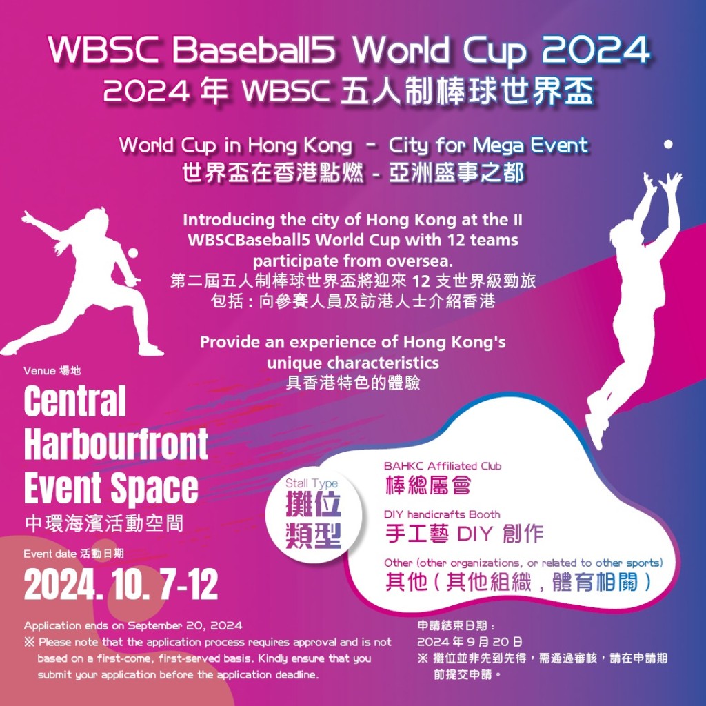 「2024年WBSC五人制棒球世界盃」是本港首次承辦這項賽事。