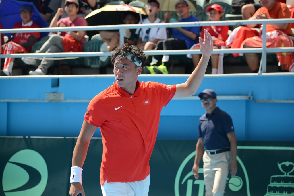 黃澤林代表港隊出戰今年的台維斯盃。星島圖片