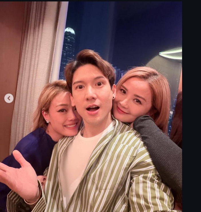 關智斌分享同門老友容祖兒、蔡卓妍為他慶生的照片。 關智斌分享同門老友容祖兒、蔡卓妍為他慶生的照片。