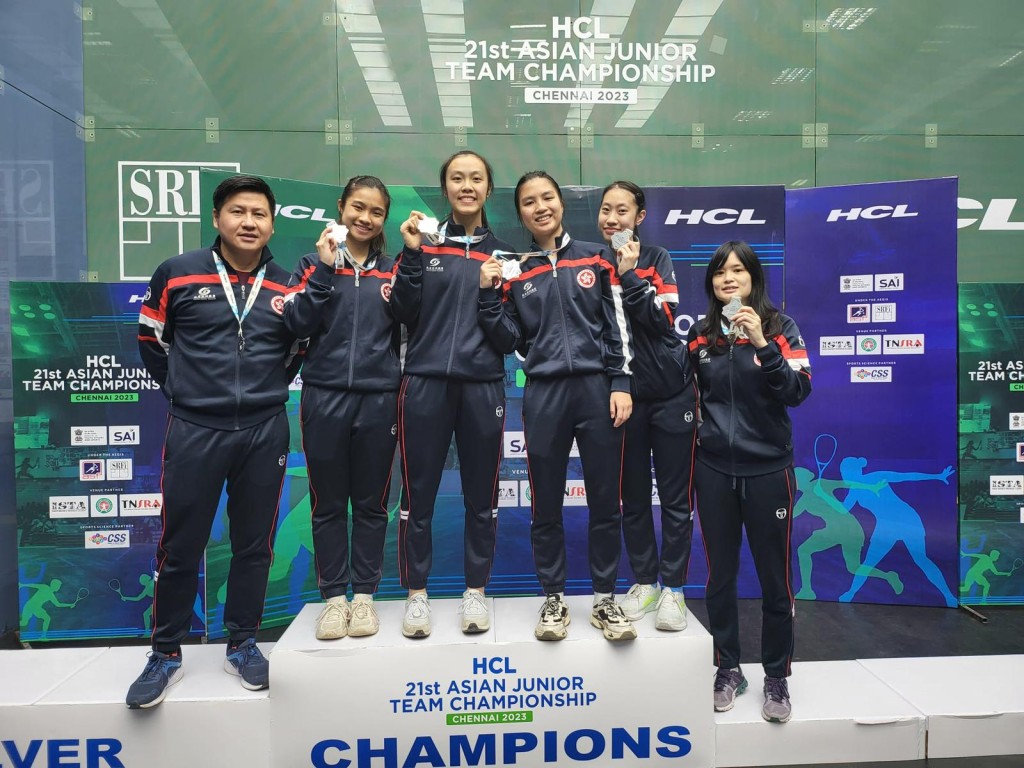 港女隊連續兩屆於壁球亞青團體賽摘銀。香港壁球總會圖片