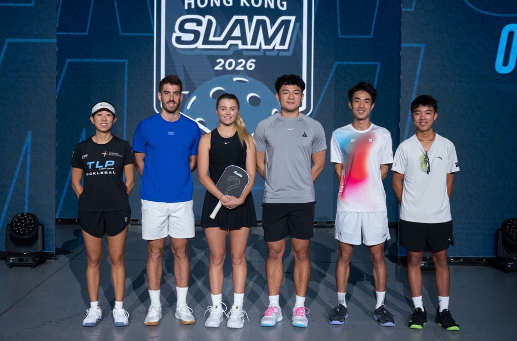 Anna Leigh Waters(左三)、Len Yang(右三)、Federico Staksrud(左二)、王康傑(右二)、鄧諾瑤(左一)、Francis Chi(右一)。公關圖片 Anna Leigh Waters(左三)、Len Yang(右三)、Federico Staksrud(左二)、王康傑(右二)、鄧諾瑤(左一)、Francis Chi(右一)。公關圖片
