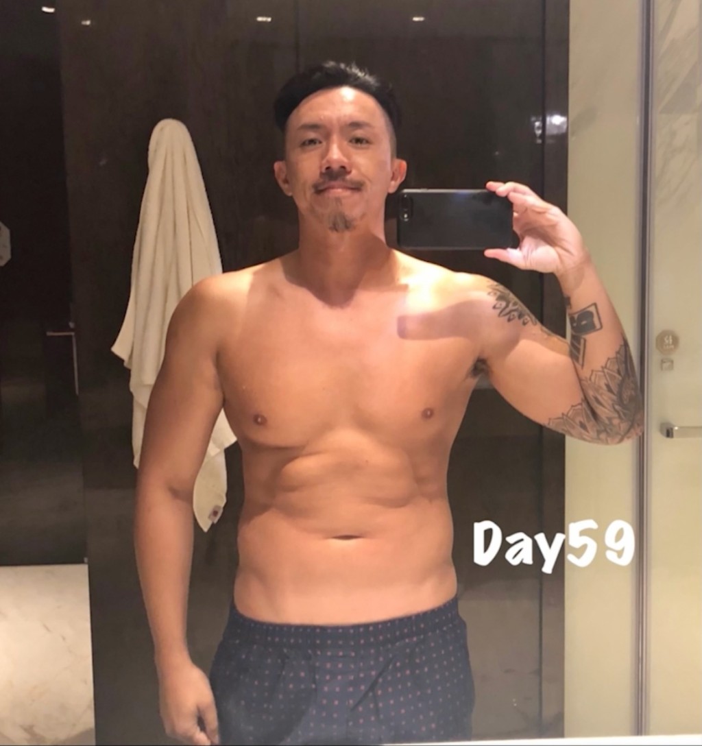 Day 59阿聰的身形。 Day 59阿聰的身形。