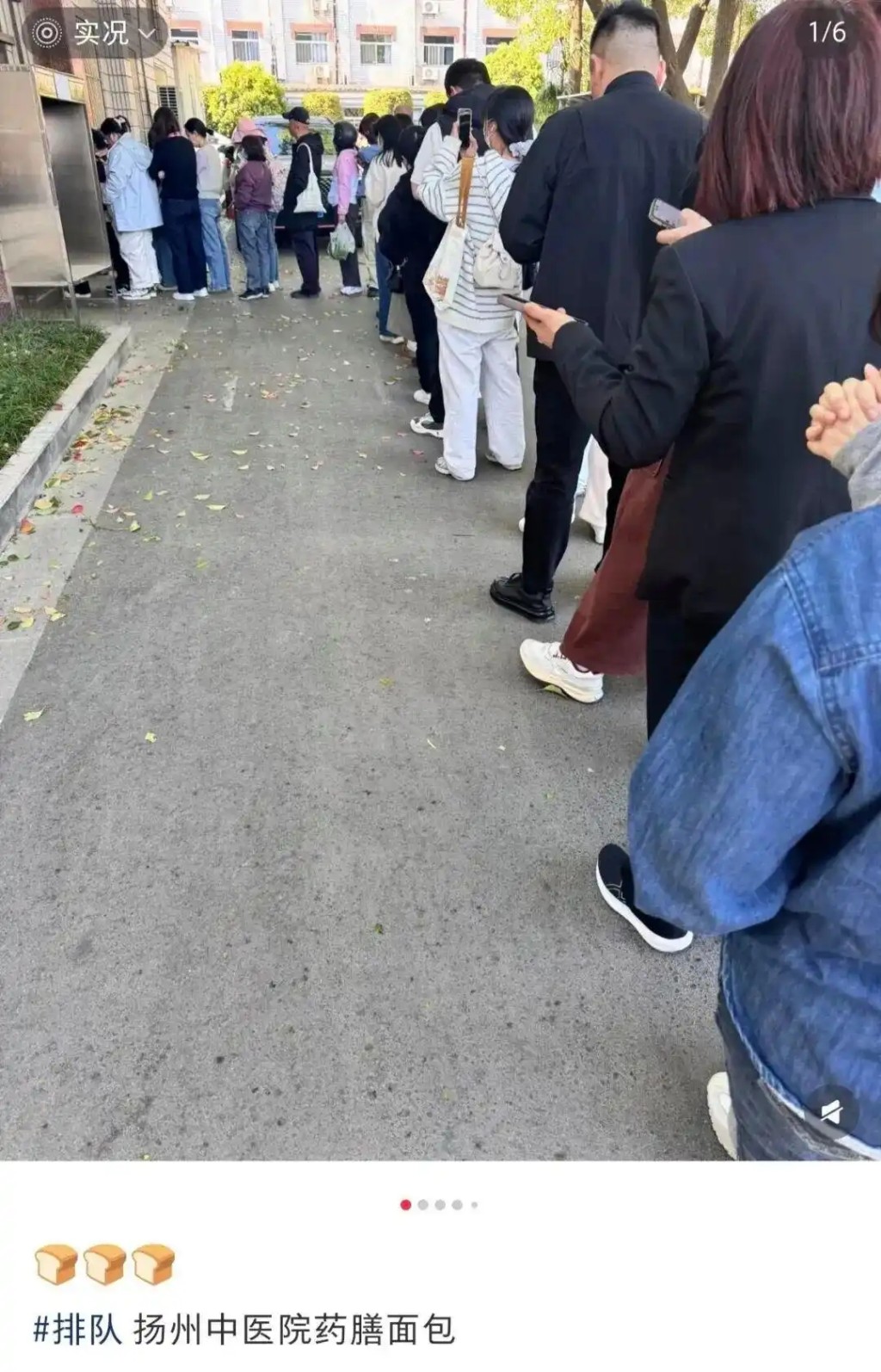 揚州市中醫院的「藥膳麵包」，大量年輕人排隊搶購。