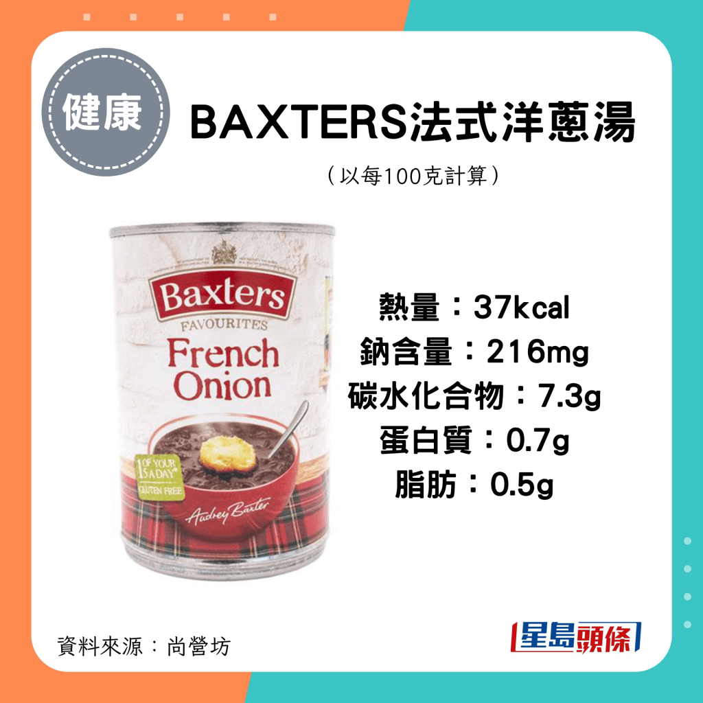  BAXTERS法式洋蔥湯 熱量：37kcal