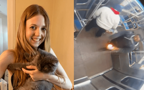 麥吉（左）搭地鐵時，遭陌生漢（右）縱火燒傷。Bethany MaGee fb/芝加哥警方