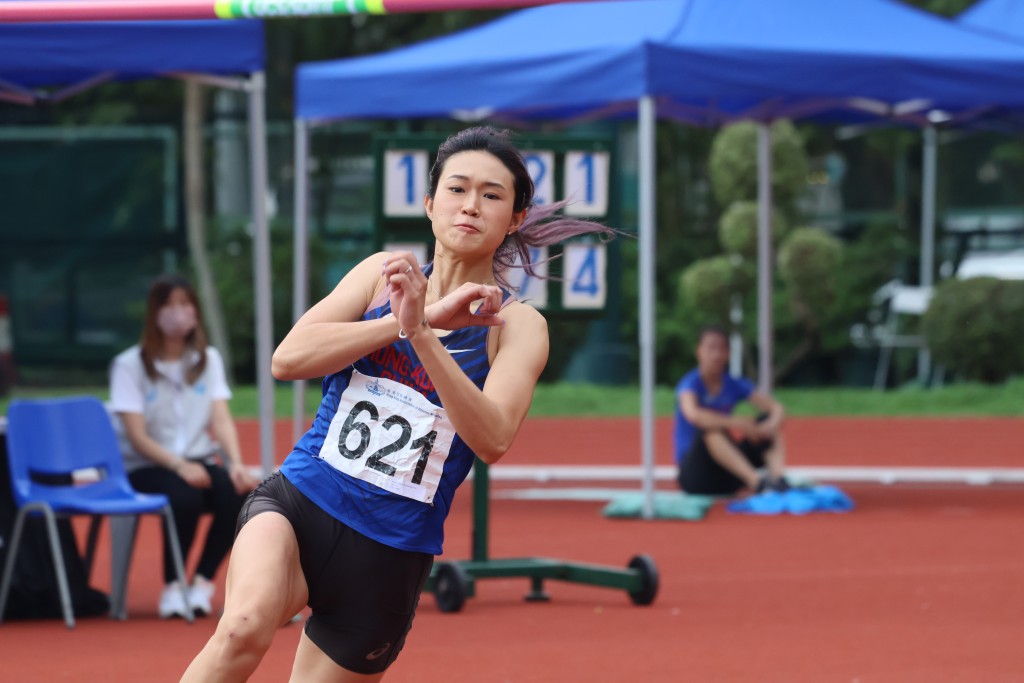 香港跳高好手鍾慧欣。 本報記者攝