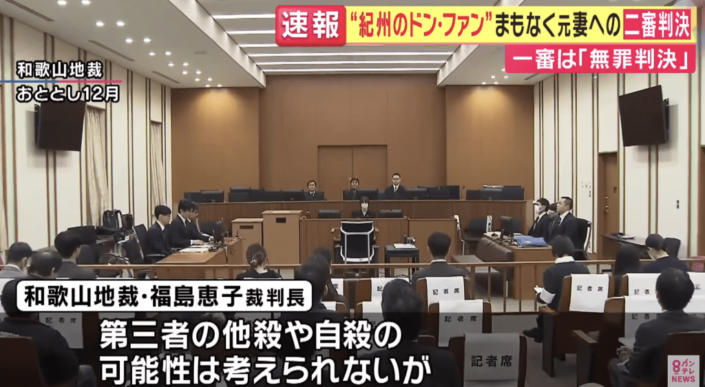 法庭認為，要在野崎毫無察覺的情況下給他服用致命劑量的冰毒並非易事，故不能排除野崎自行服用藥物的可能性。KTV NEWS截圖