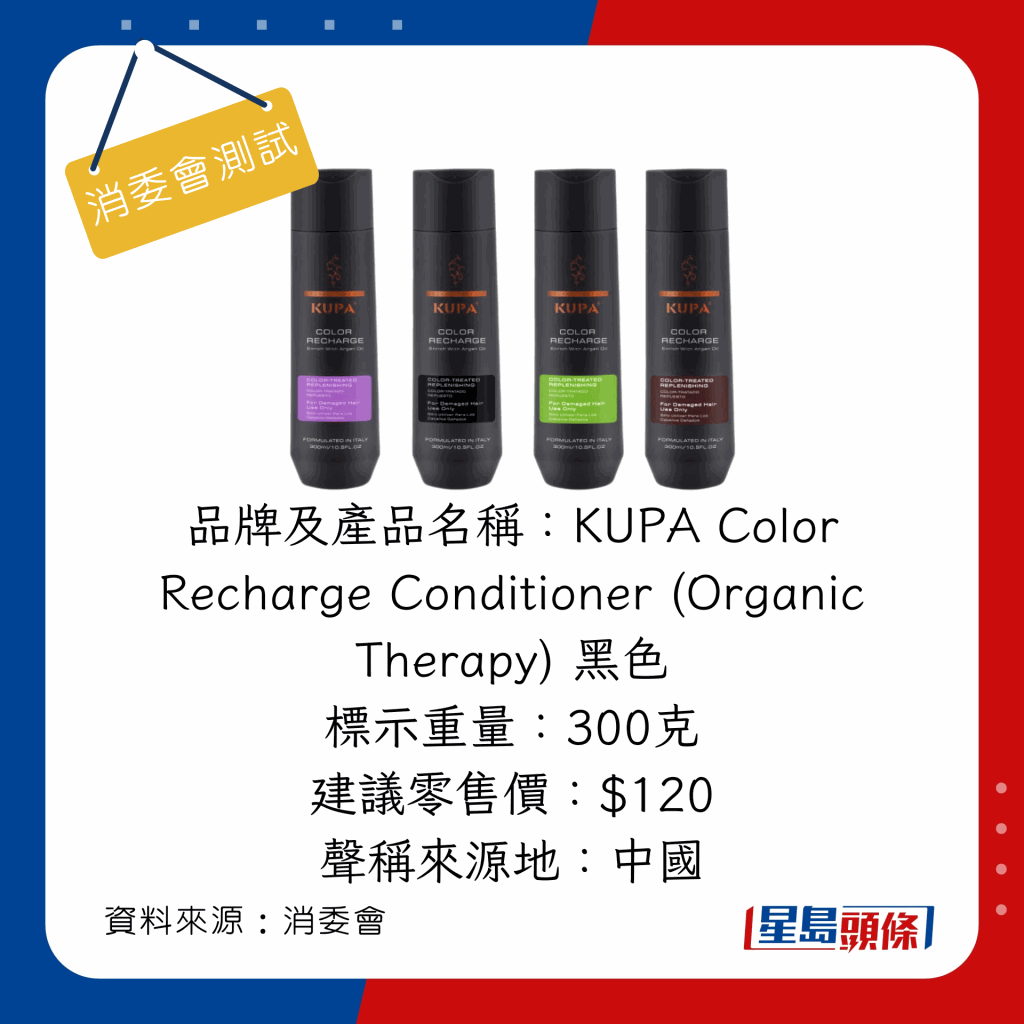消委會天然染髮劑安全滿分推介：KUPA Color Recharge Conditioner (Organic Therapy)