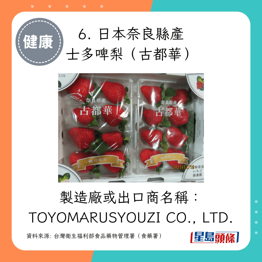 製造廠或出口商名稱：TOYOMARUSYOUZI CO., LTD.