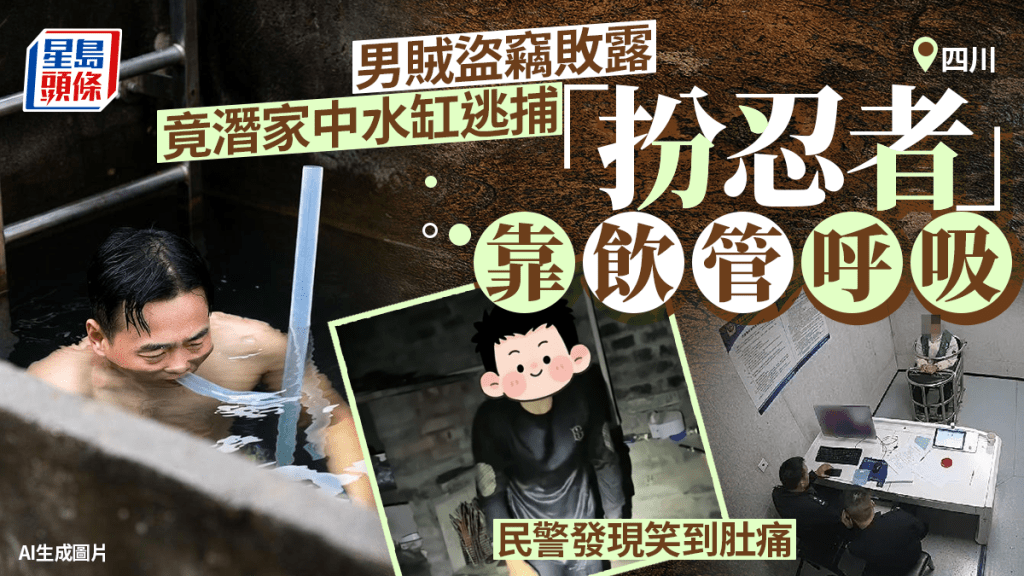 四川男賊嚴寒潛水缸避追捕  「扮忍者」靠飲管呼吸