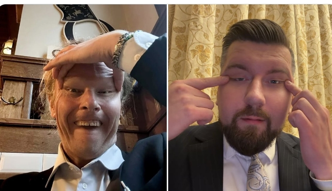 芬蘭人黨議員埃羅拉(Juho Eerola)(左)與歐洲議會議員廷基嫩(Sebastian Tynkkynen)也加入聲援戰。 X平台 芬蘭人黨議員埃羅拉(Juho Eerola)(左)與歐洲議會議員廷基嫩(Sebastian Tynkkynen)也加入聲援戰。 X平台