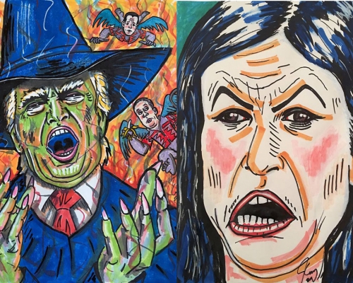 占基利畫畫醜化特朗普和桑德斯！