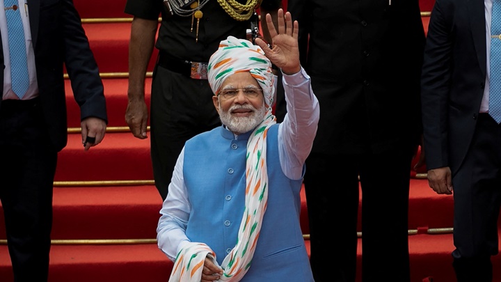 莫迪在獨立日演說，矢言印度將於25年內成為發達國家。路透社圖片