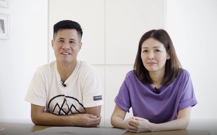 藝人經理人陳彩玉與其足球教練老公黃鎮宇。