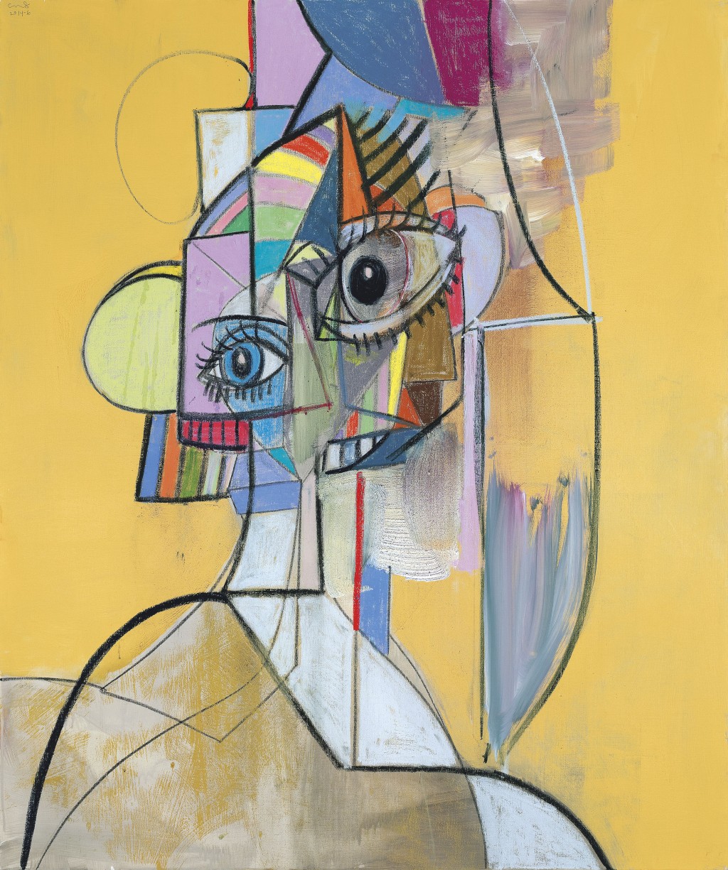 George Condo作品《Multicolored Portrait》(2014)。