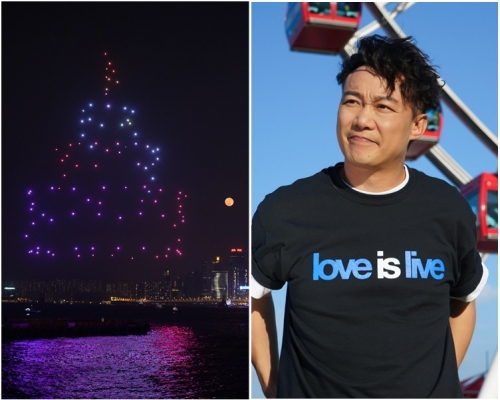洪忠興無人機受干擾,肯定與周邊活動的無線電無關。右為陳奕迅。