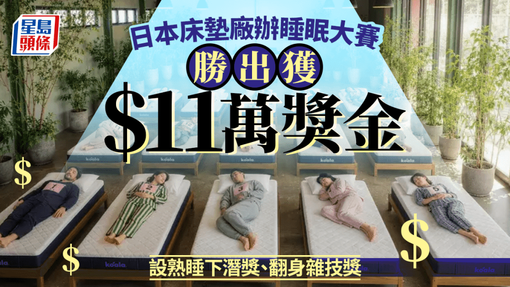 日本床墊廠辦睡眠大賽 瞓90分鐘勝出獲$11萬獎金 奇趣評分準則曝光