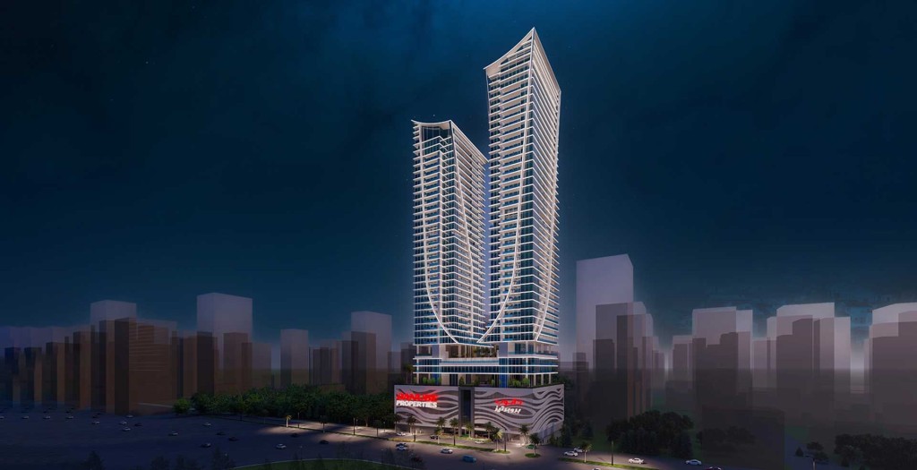 杜拜棕櫚島發展的雙子塔式新豪宅項目Elitz。　