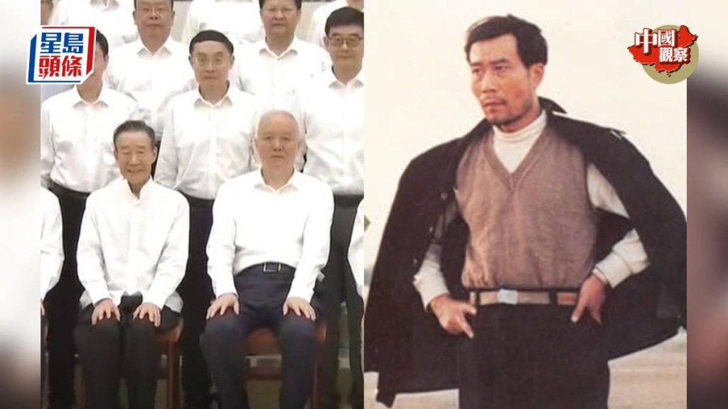 李雪健(左)獲安排坐在蔡奇(右)旁邊。右圖為李雪健飾演的幹部楷模焦裕祿。