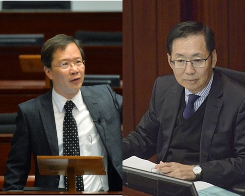 公民黨立法會議員郭家麒(左);財委會主席陳健波(右)