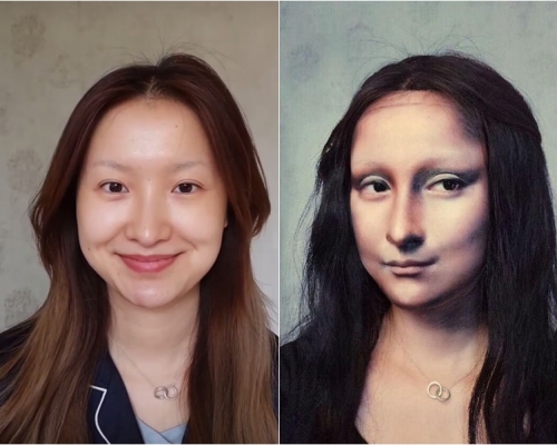 重慶女子神奇化妝技術，可變身蒙娜麗莎。
