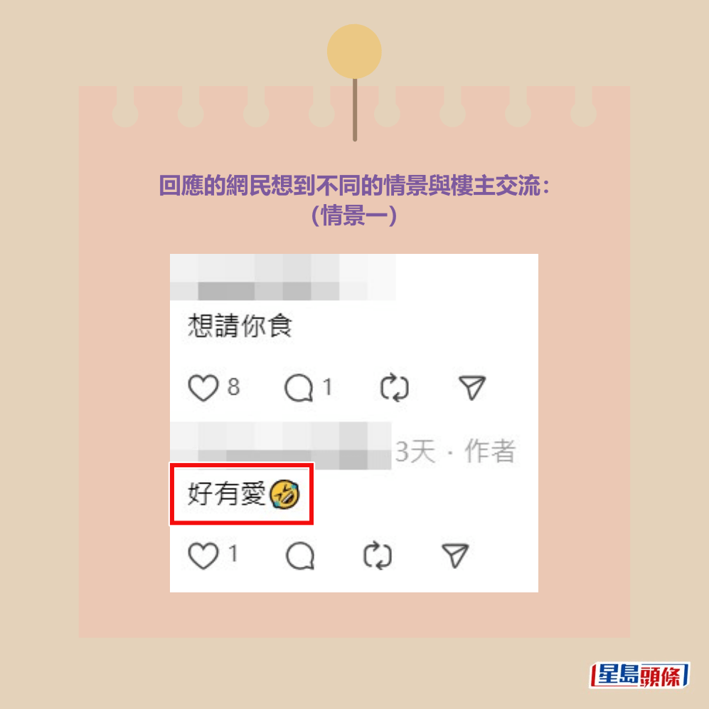 回應的網民想到不同的情景與樓主交流: (情景一)Threads截圖 回應的網民想到不同的情景與樓主交流: (情景一)Threads截圖
