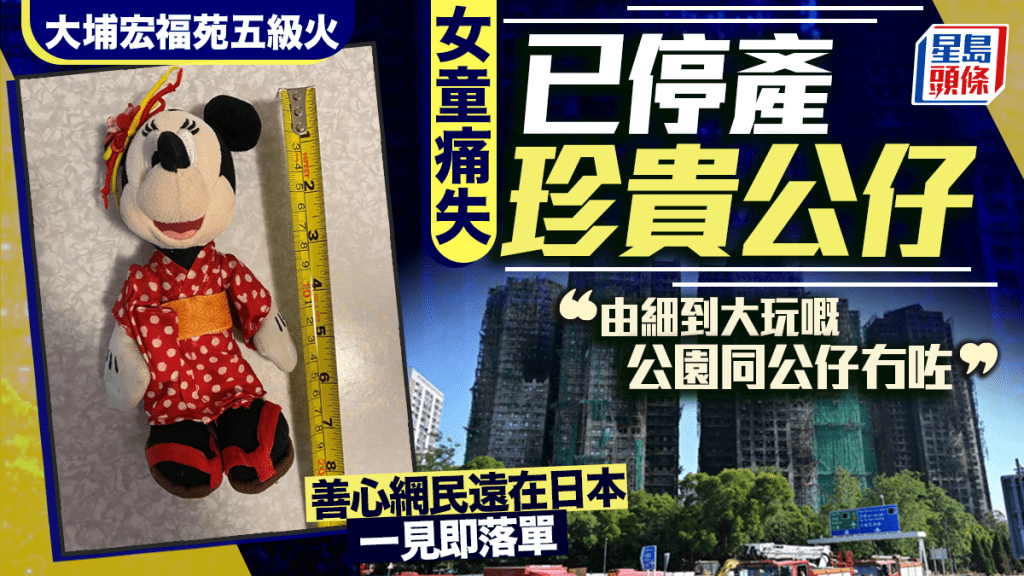大埔宏福苑五級火｜女童痛失已停產珍貴公仔 善心網民遠在日本一見即落單