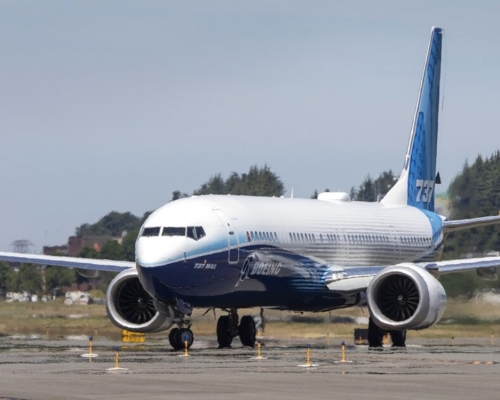 波音737 MAX 10客機於西雅圖進行試飛。AP圖