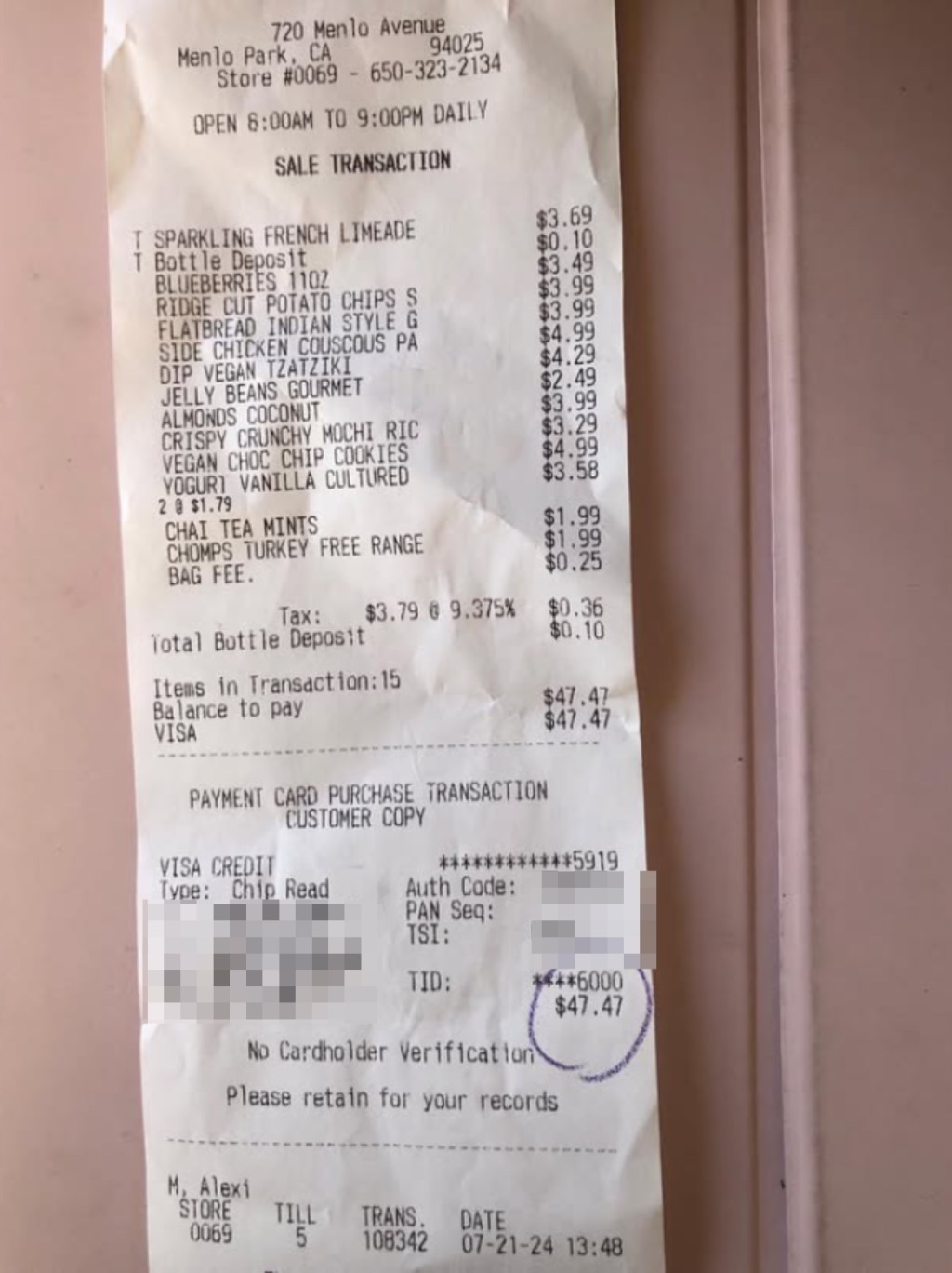 網上不時有人分享Trader Joe’s收據,圖中收據顯示信用卡末4碼。 Threads@tamihackbarth 網上不時有人分享Trader Joe’s收據,圖中收據顯示信用卡末4碼。 Threads@tamihackbarth
