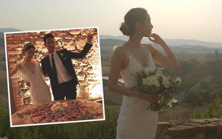 Kary在社交網上載兩張婚紗相並留言：「6 years ago in Italy.」