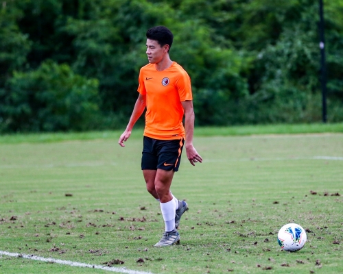 U23港足前鋒孫銘謙透露,港隊操練做足防疫措施。相片由足總提供